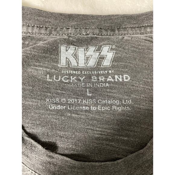 KISS Lucky Brand Beaded Logo Tee Gray Women’s Large - Picture 7 of 7